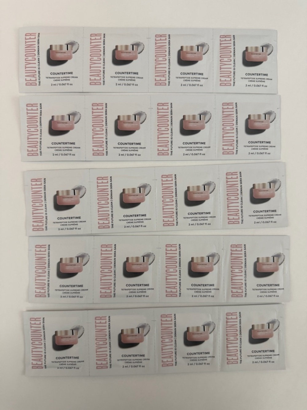 20 x Beautycounter Countertime Tetrapeptide Supreme Cream Packet 2ml/.067 fl oz